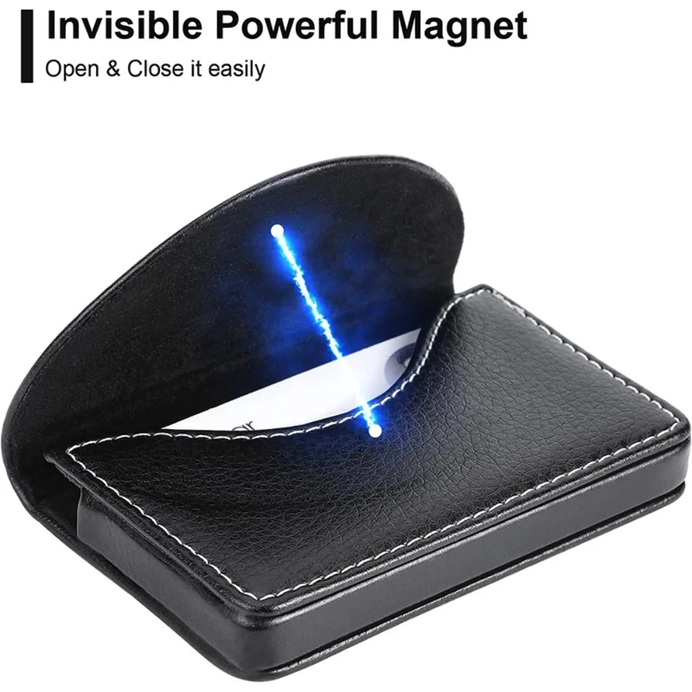 PU Leather Business Card Holder Professional Credit Card Case with Magnetic Shut RFID Large Capacity Wallet for Men Office