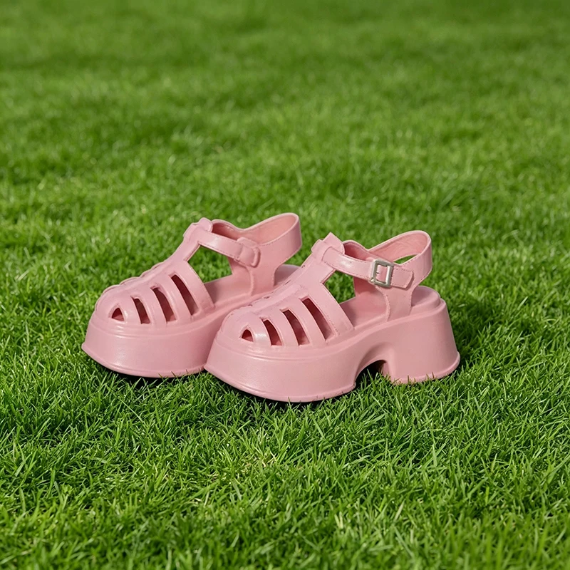 Ob22 24 Römische Käfig-Sandalen mit Riemen, dicke Plateausohle, Jelly-Plastik-Puppenschuhe, Puppen-Accessoires für Blythe Azone 1/8 Bjd Puppe – Detail 6