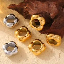 Cute Charm Flower Chunky Exaggerate Rings For Women Stainless Steel Gold Plated Waterproof Finger Ring Jewelry Wholesale