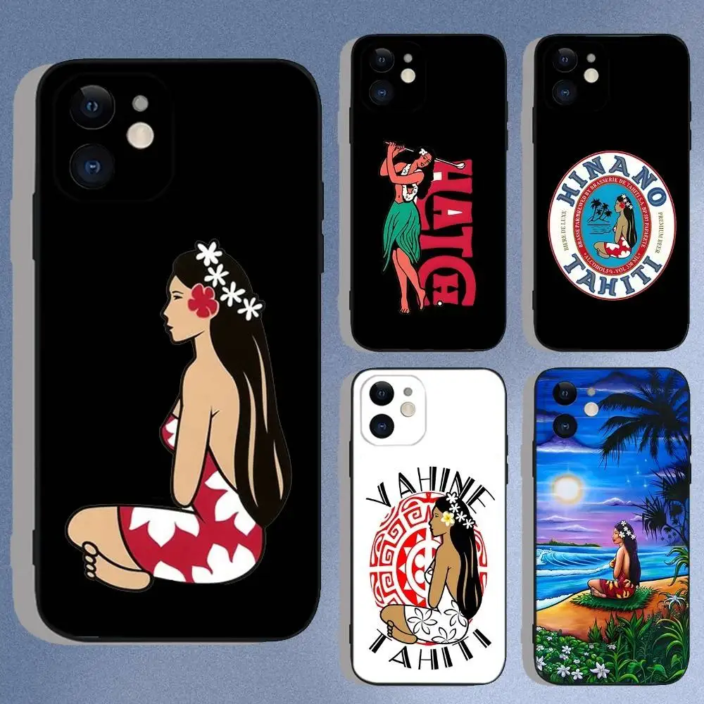 

Hinano Tahiti Girl Phone Case For iPhone 16e,16,15,14,13,12,11,XS,XR,X,8,7,Pro,Max,Plus,Mini Silicone Black Funda Shell