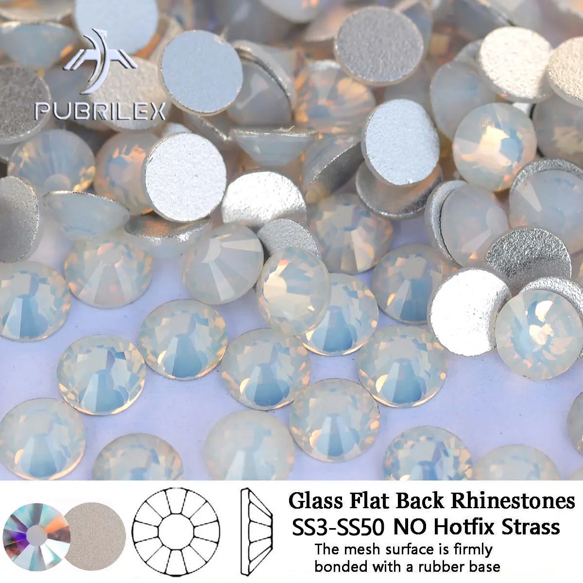 

White Opal Strass Crystal Flatback Stones NON Hotfix Rhinestones Glass Round Gems Crystals for Nail Art DIY Crafts Clothes Shoes