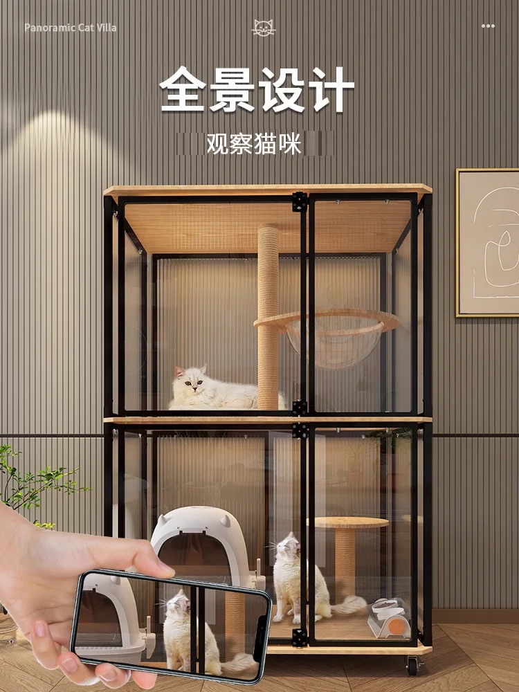 Panoramic cat villa cage household indoor large space cat house universal in all seasons