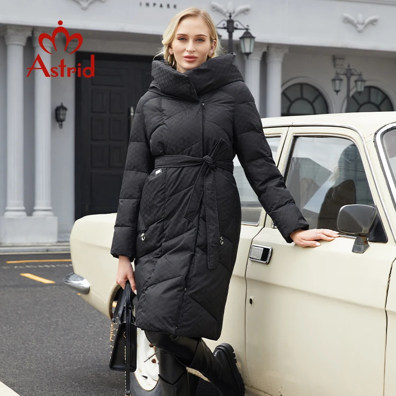 Astrid Winter Jacket Women 2022 Thick Padded long women’s parka Hooded sashes Fashion Style Print Coats Female Clothing Outfits