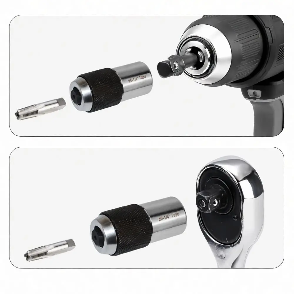 Hand Tapping Socket Holder Adjustable Chuck For Metalwork Repair Tool Chrome Vanadium Steel Drill Bit Adapter Kit
