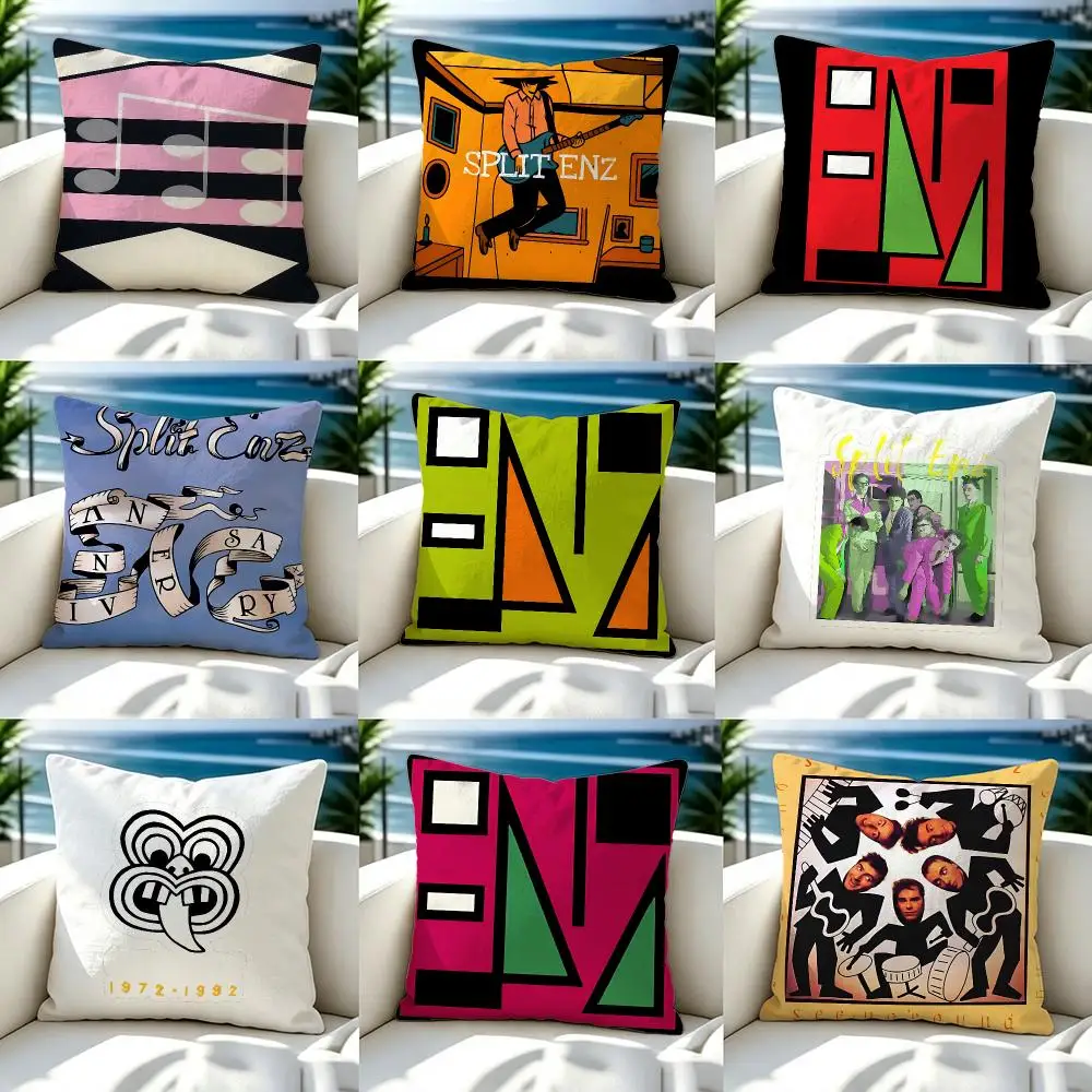 Band Split Enz Cushion Cover Premium Skin‑Friendly Short Plush Pillow Cover, Airy Casual Cushion for Hotel Homestay