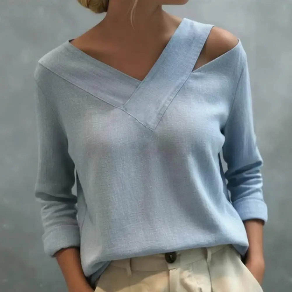 

2026 Spring Summer Women T-shirt Long Sleeve Sweater V-neck Fashion Jumper Office Lady Button Casual Pullover Top Women Shirt