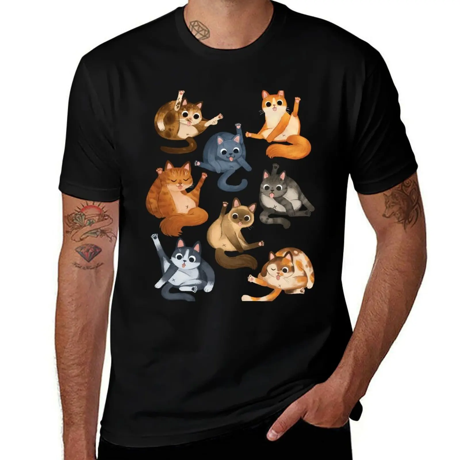 

Cats Licking their Butts T-Shirt heavyweights cotton man t-shirts blue lock Men's clothing