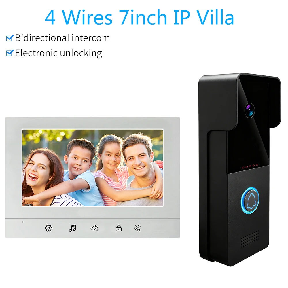 7inch Color Wired Video Intercom System Visual Doorphone Camera Video Doorbell Door Phone Kits for Home IP Villa Apartment M73T