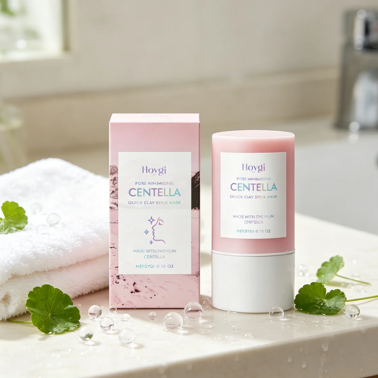 Hoygi Pink Centella Clay Mask for Pore Cleansing Oil Control Smooth Skin Soothing Centella Clay Stick Mud Mask for Face Care 27g