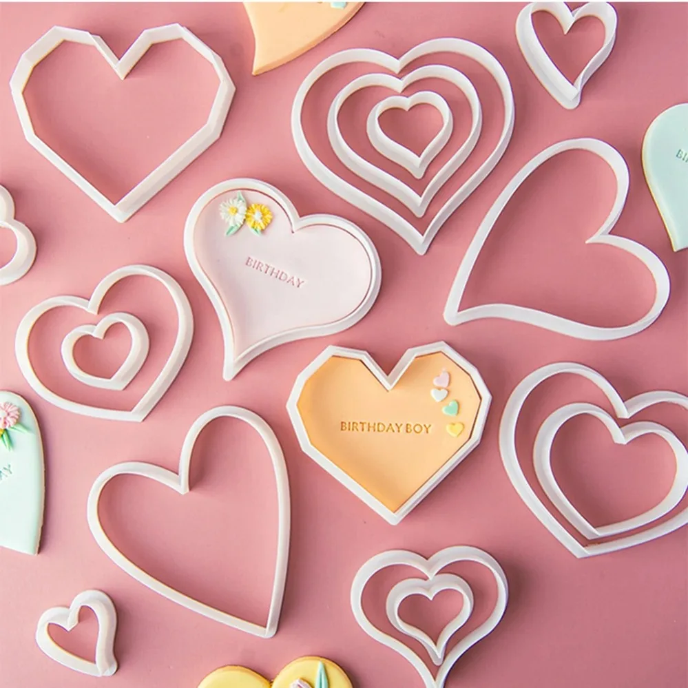 Moldes para Galletas en Forma de Corazón, Molde 3D para Cortar Fondant, Herramientas de Repostería para Cocina