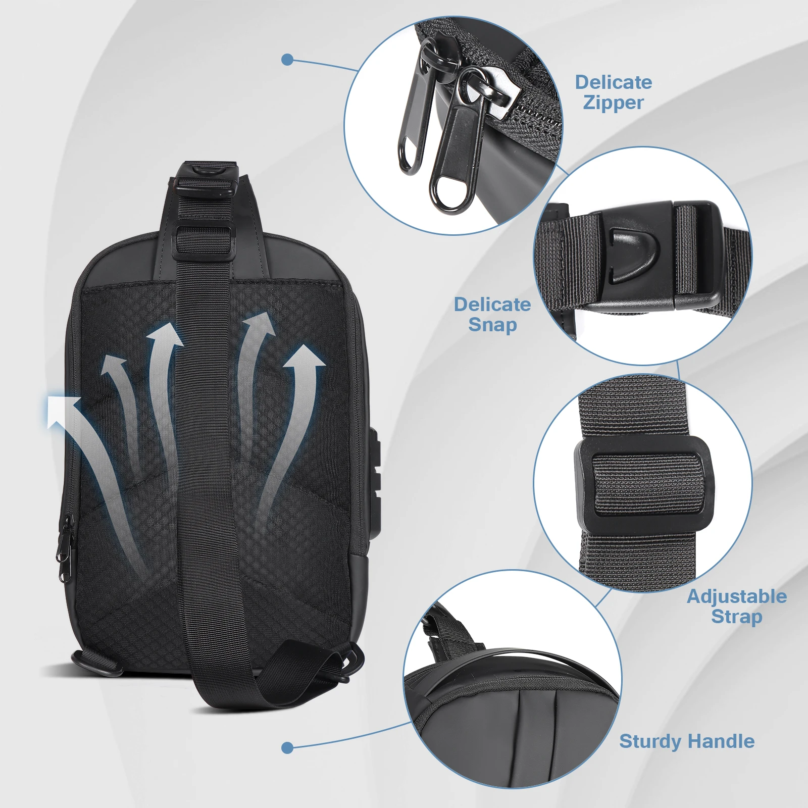 Water Resistant Sling Backpack Anti Theft Daypack Adjustable Strap Multi Adventure Ready Sling Backpack for Travel and Trips  main image 2