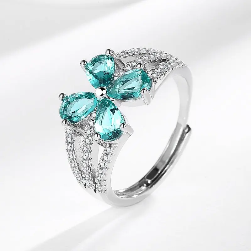 2026 Korean-style zirconia ring, S925 pure silver plated with 18K gold, open-ended ring for ladies, exquisite jewelry and precio