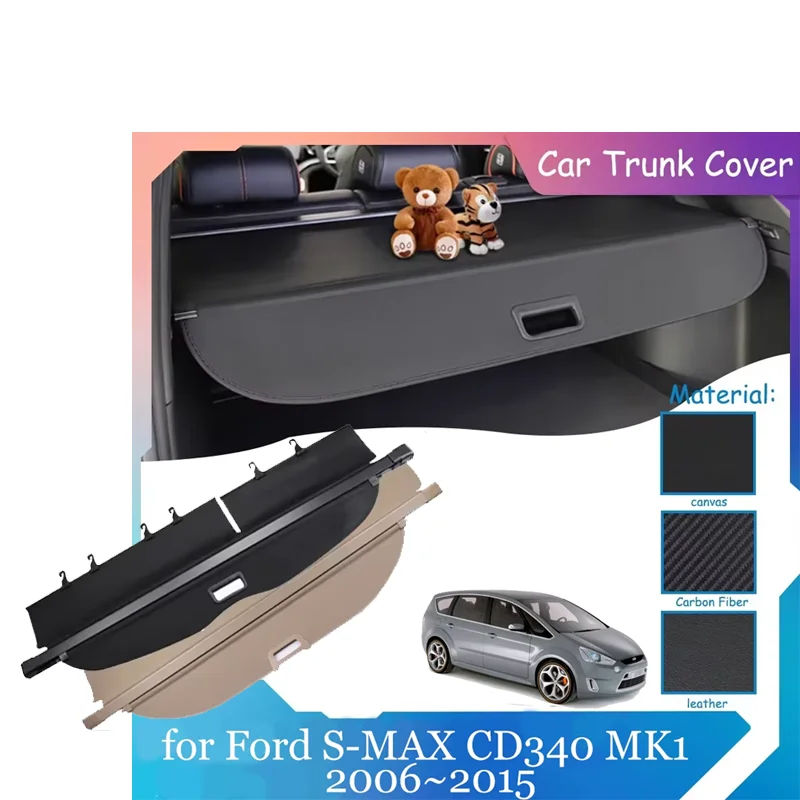 Car Trunk Covers for Ford S-MAX CD340 MK1 2006~2015 2007 Waterproof Retractable Luggage Curtain Shelter Cargo Pad Accessories