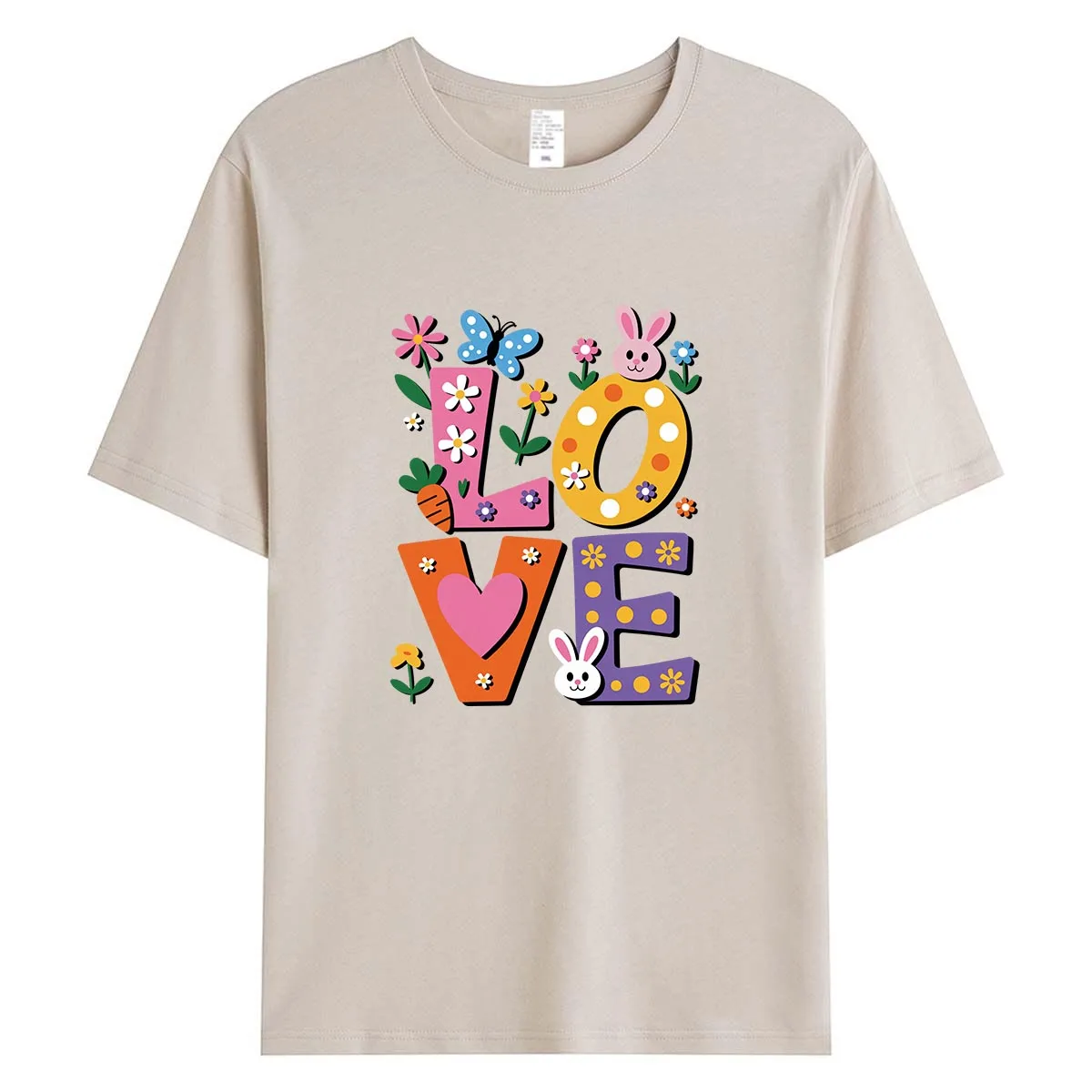 

Easter Rabbit Love Print Women T-Shirt 100% Cotton Summer Casual Short Sleeve Female Graphic Tee Soft Breathable Ladies Tops