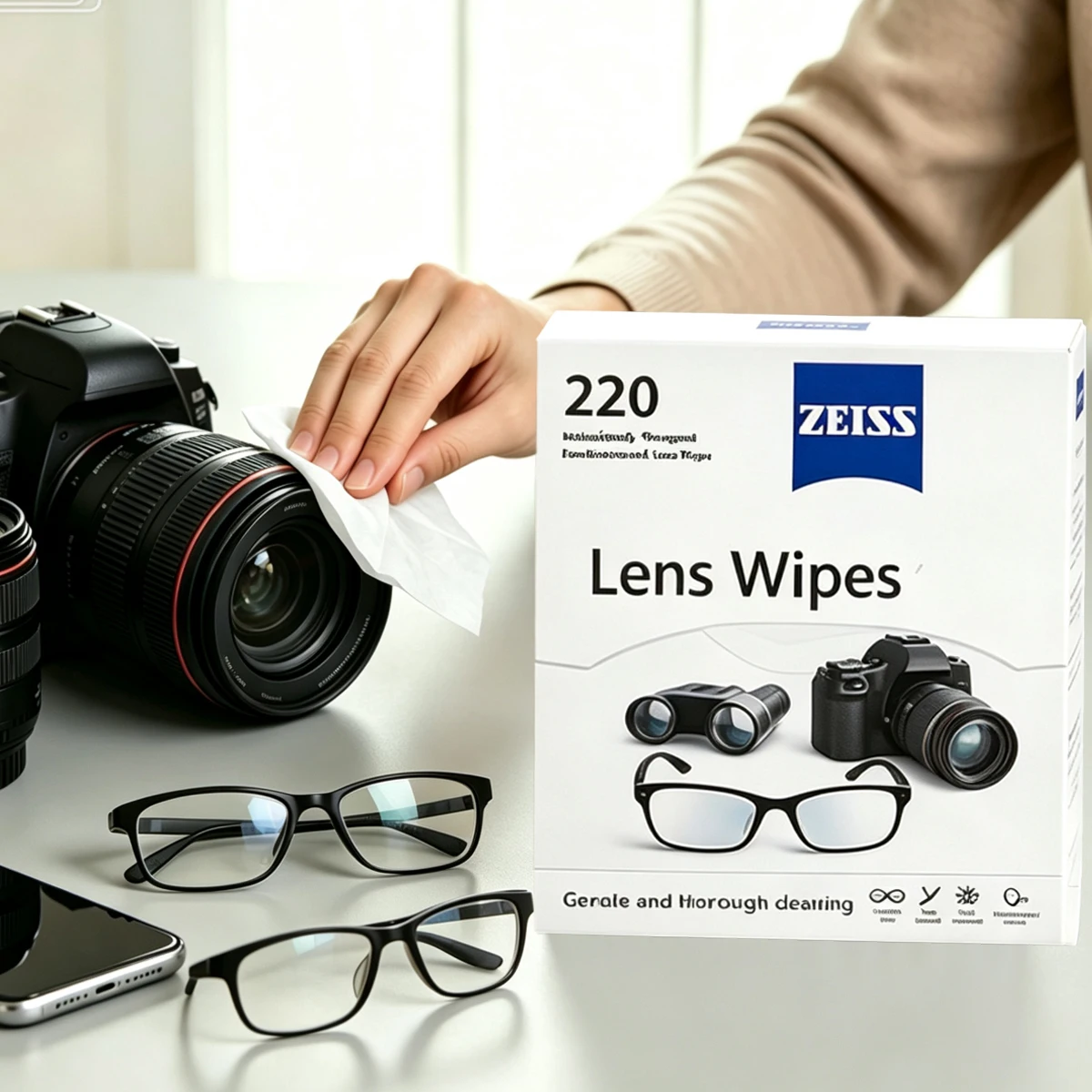 ZEISS Lens Cleaning Wipes Individually Wrapped PreStreak Free Wipes for DSLR Camera Lens Binocular Eyeglasses Sunglasses