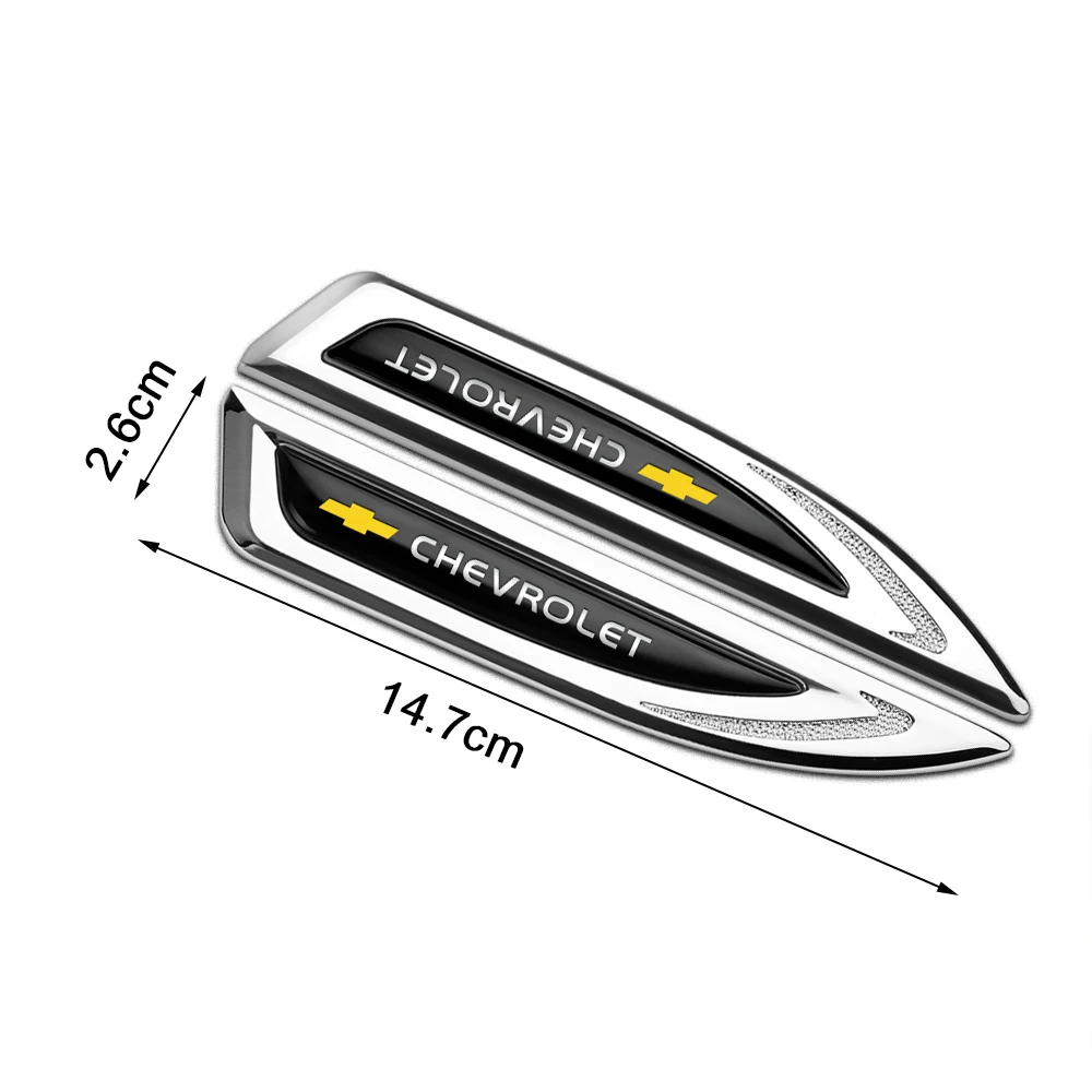 Car Body Side Fender Blade Emblem Metal Sticker Wings Badge Sticker For Chevrolet Cruze Captiva Trax Malibu Tahoe Equinox Impala