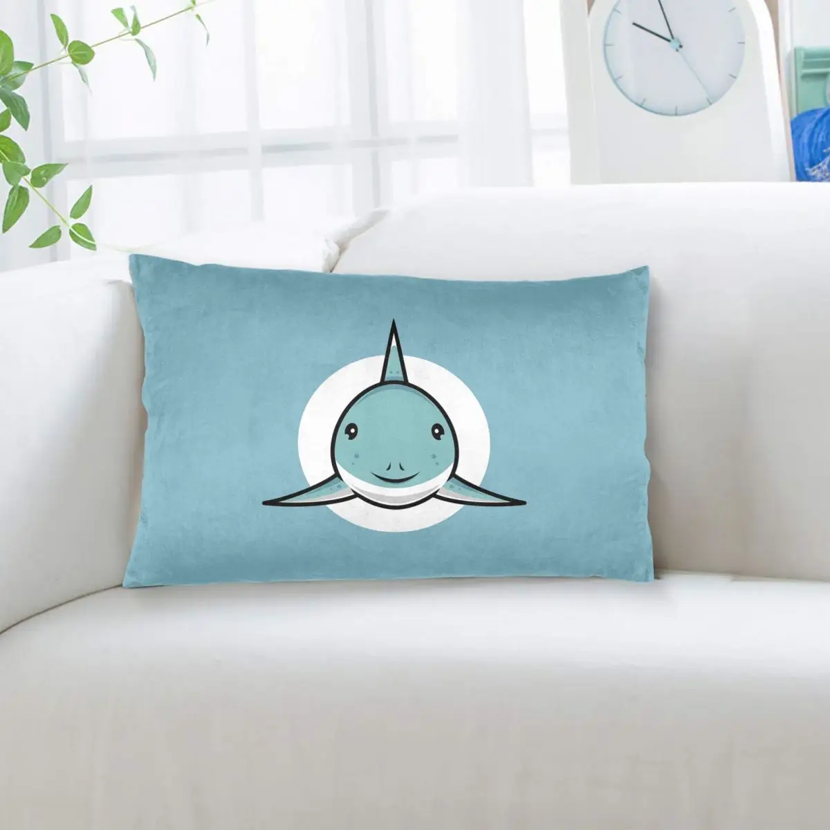 Cute Shark Rectangle Pillowcase Cushion Cover Decor Bedroom Bed Home Comfort Throw Pillow