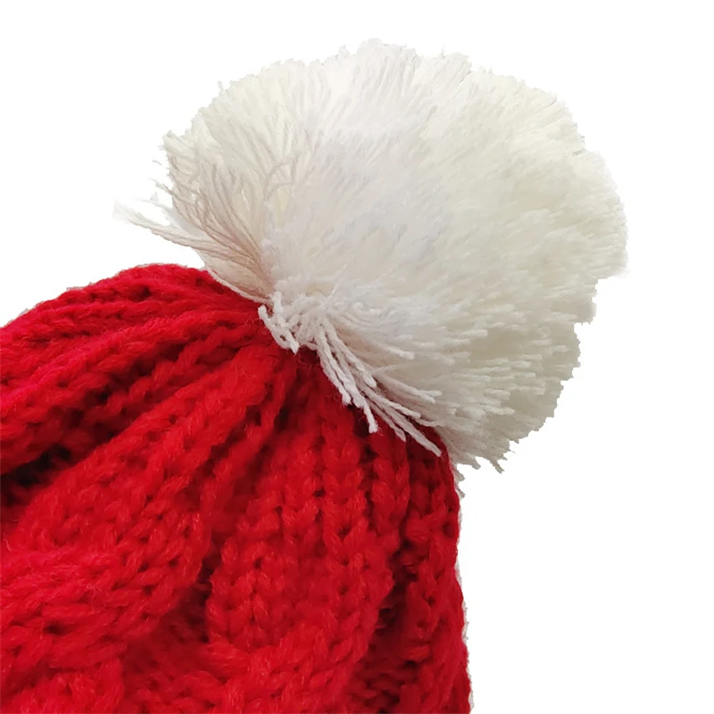 Knitted Christmas Hat Beard Head Santa Beard Hat Original Handmade Knit Warm Xmas Claus Hat with Beard Headwear for Adult Kid