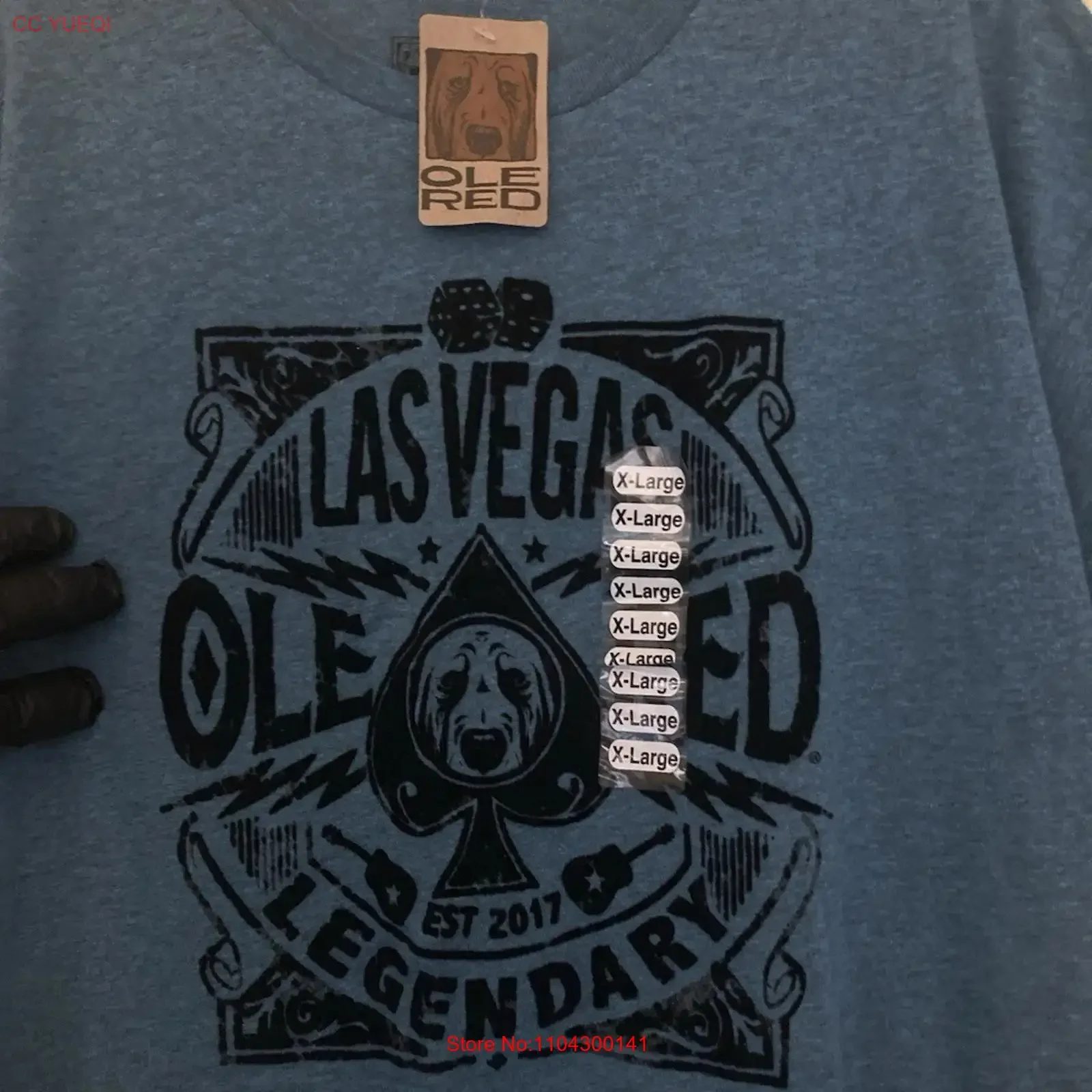 OLE RED LAS VEGAS SPADE WINGS FLOCKED T SHIRT XL Blue New With Tag vintage Washed Breathable Soft homme streetwear