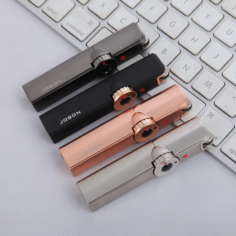 New Jobon One Triple Torch Lighter Metal Windproof Gas Butane Jet Flint Lighter 3 Nozzles Turbo BBQ Cigar Spray Gun Gadgets Men