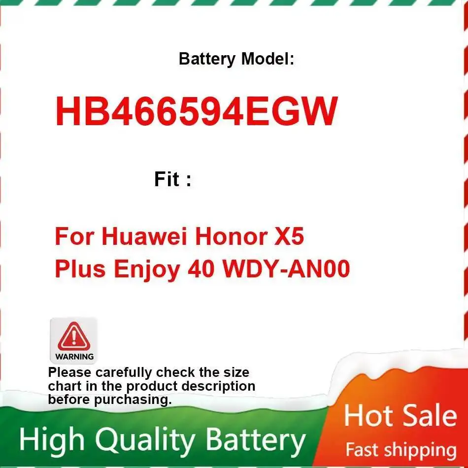 

Mobile Phone Battery Rapid Charging 5100Mah For Huawei Honor X5 Plus Enjoy 40 Wdy-AN00 HB466594EGW
