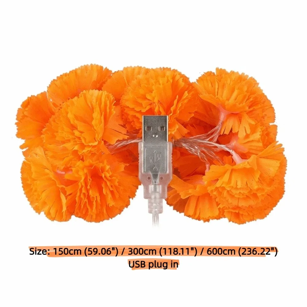 Ghost Themed Chrysanthemum String Lights Spooky Creepy LED Fairy Light Bright LED Beads Soft Glowing Halloween Lights Yard Patio