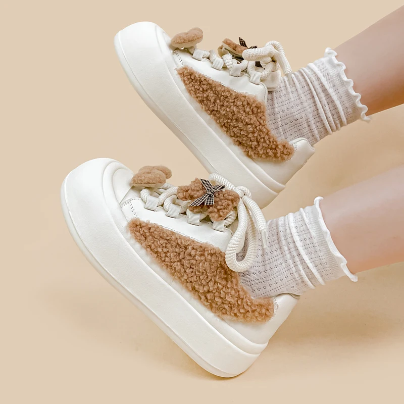 Amy and Michael Adorable Girls Casual Chunky Sneakers Cute Female Women Low-top Hand-made Canvas Shoes Fashion Kawaii shoes