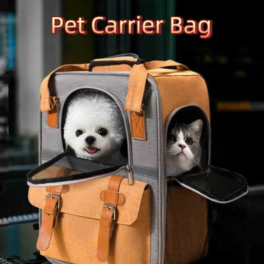 

Canvas Cat Transport Bag Breathable Mesh Dog Carrier Backpack Large Capacity Adjustable Straps Travel Backpack Outdoor Supplies