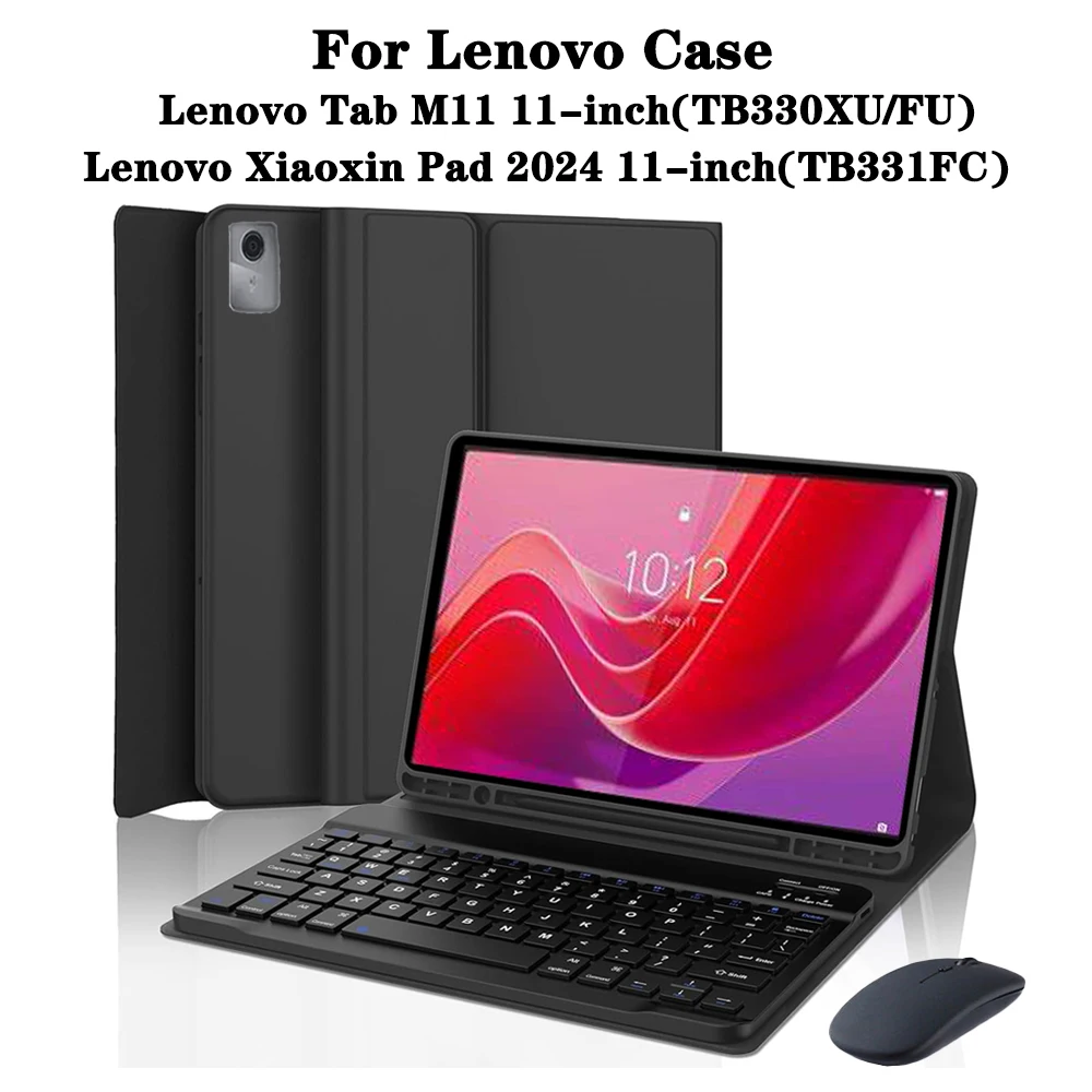 Case for Lenovo Xiaoxin Pad 2024 11 inch(TB331FC) ,For Lenovo Tab M11 11 inch(TB330XU/FU)Tablet Case with Bluetooth Keyboard