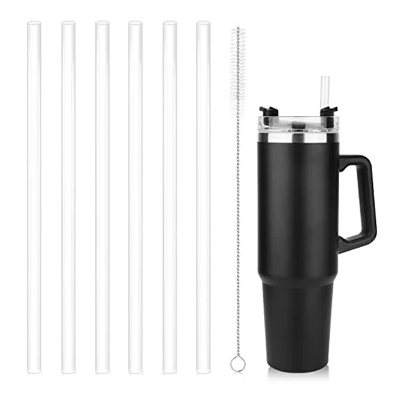 /KQM/6 Pack Replacement Straws Compatible  40oz Tumbler Plastic Clear Reusable For Travel Tumbler Ice Cup Straw Set