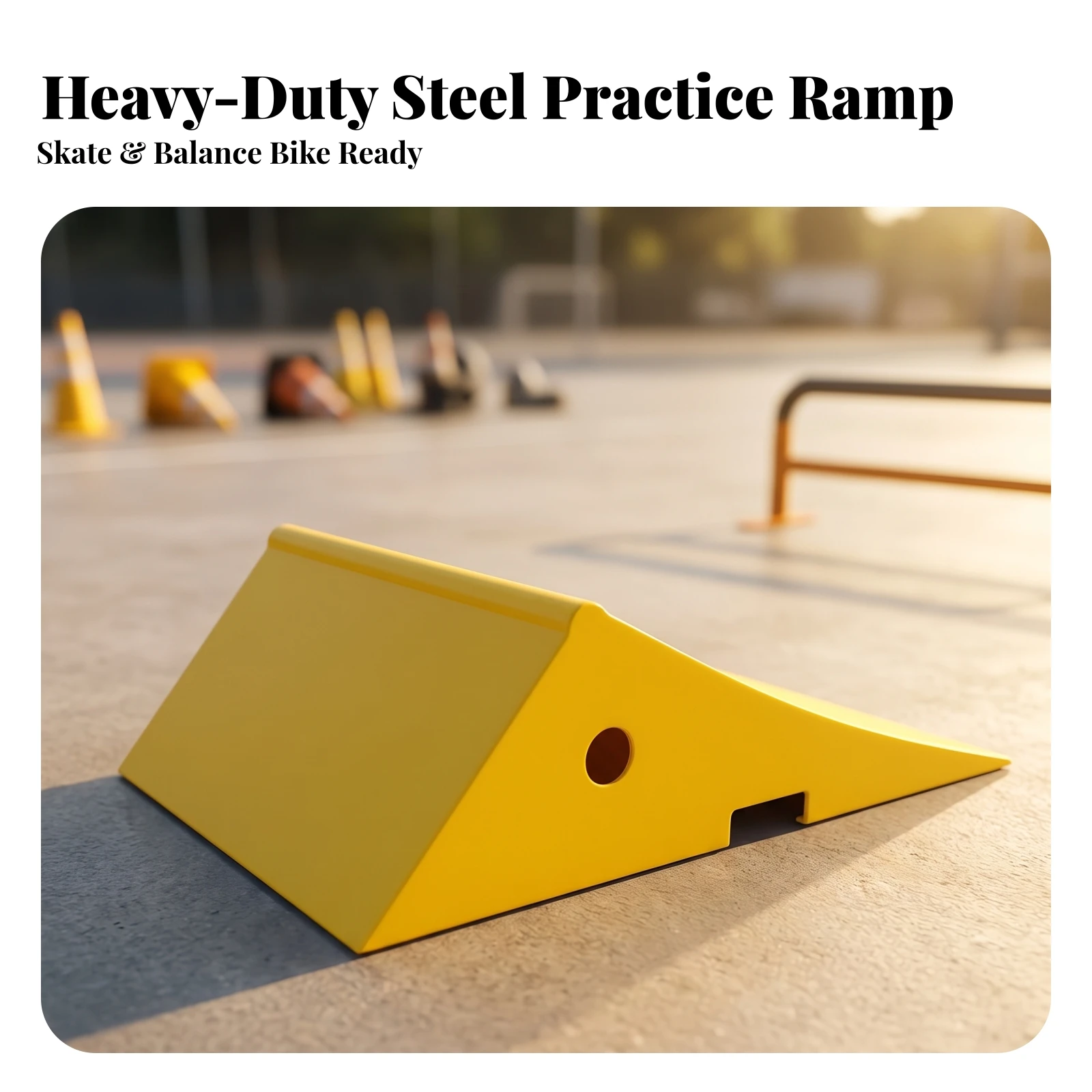 Steel Sports Ramp Long-Lasting Wedge Ramp Ramps Strong Safe for Skaters, Skateparks, Playgrounds