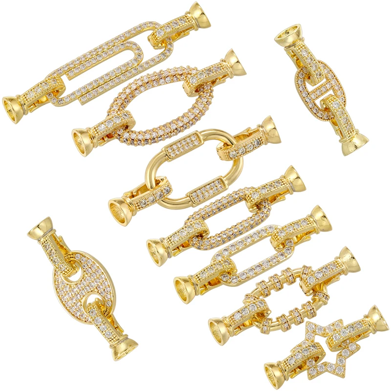 ZHUKOU 9 kinds of pearl clasp head plated with 18K gold diy necklace bracelet connection universal buckle accessories: VK222