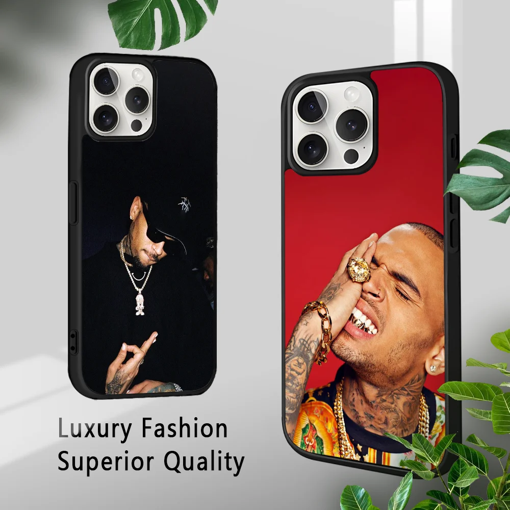 Custodia per telefono C-Chris B-Brown American Rapper per IPhone 16 15 14 13 12 11 Pro Xs Max Mini Plus Celulares Hard Funda