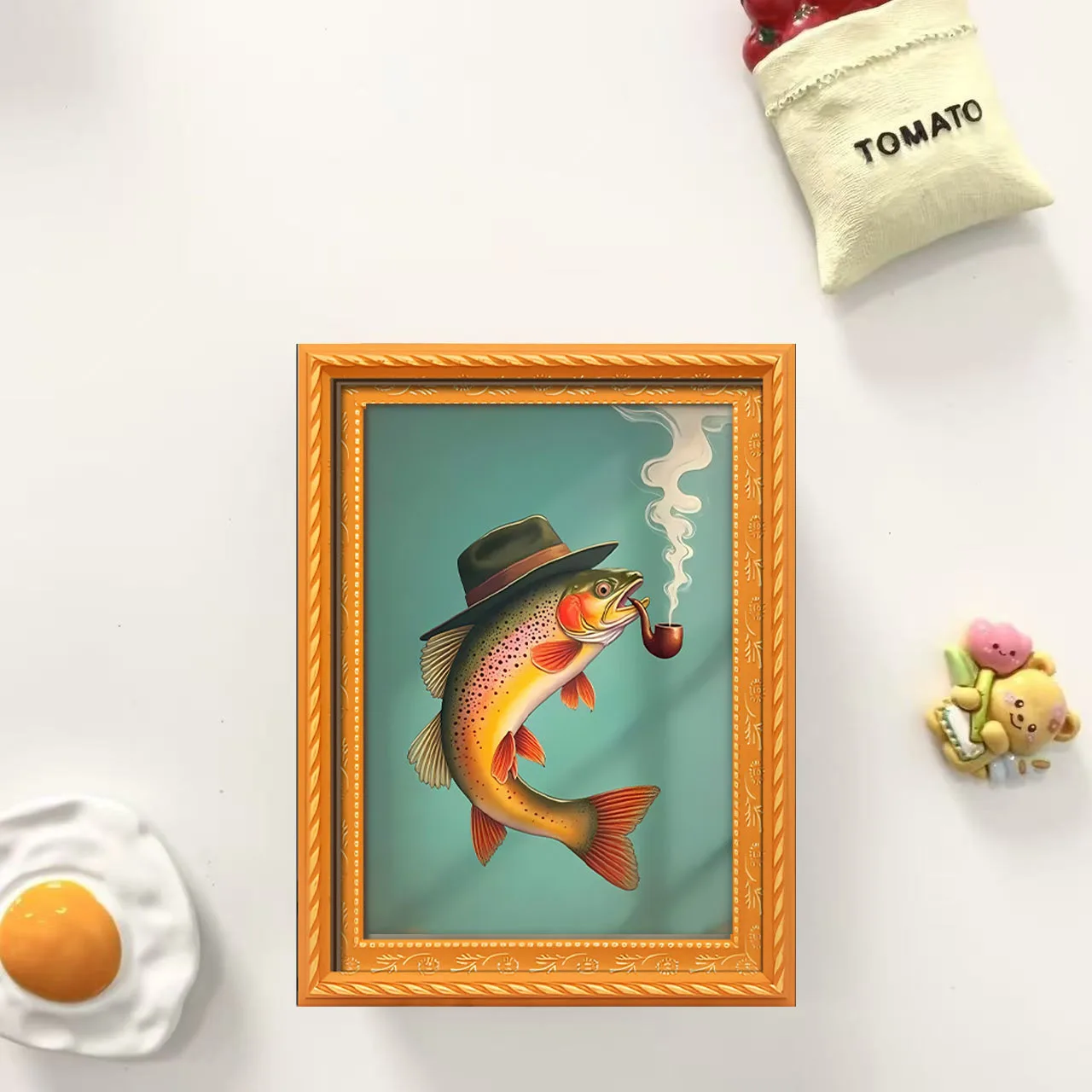 1 Piece of Funny Fish Fridge Magnet with Hat and Smoking Cigarette, Retro Gentleman Fish Magnetic Sticker, Quirky Novelty Fish Decorative Magnet, Suitable for Kitchen/Cabinet, Prank Gift for Fishing Enthusiasts