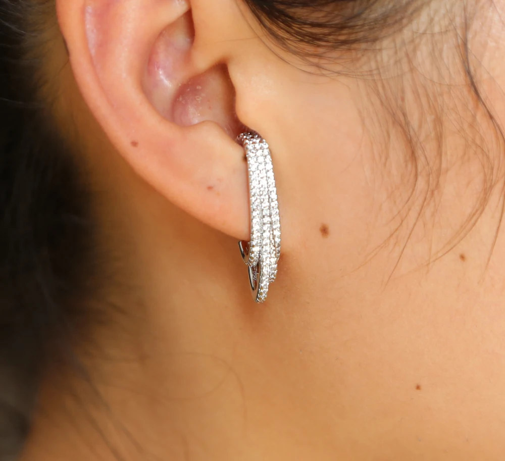 SILVER color miccro pave cz earring  new design long top botton ear studs Copper lead nickle free Dazzling Chic earrings