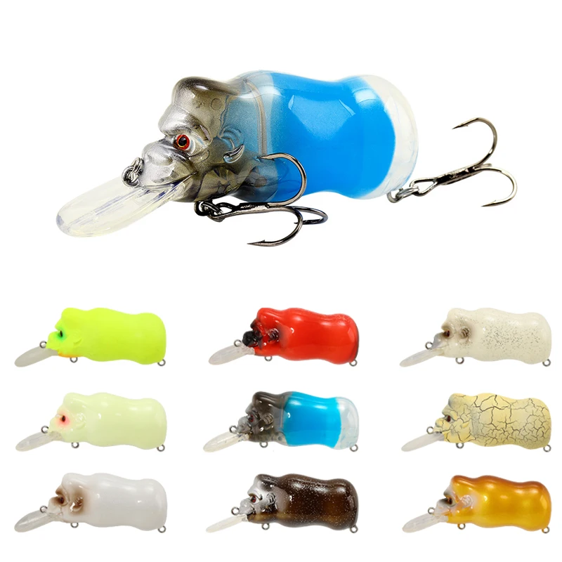 Leurre flottant Orangutan 64mm 16G Surface Roct 3D GONG Gorilla Crankbait pour Black-bass et Truite, Appât Artificiel, Équipement de Pêche