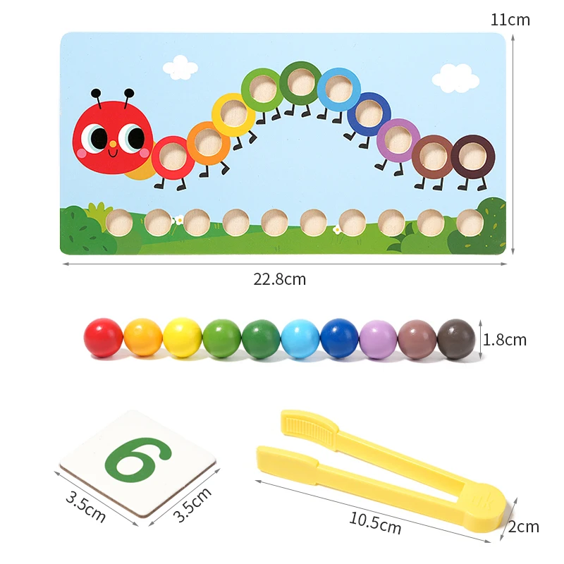 Cartoon Caterpillar Toy para crianças, Clip Beads, Fine Motor Training Game, Montessori Teaching Aids, brinquedo educativo para crianças, novo