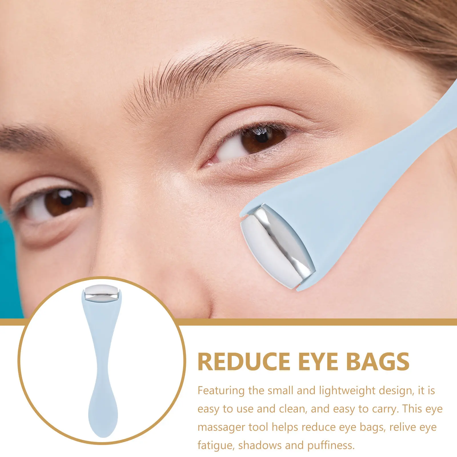 

Мини-ролик-аппликатор для массажа глаз и нанесения крема, портативный инструмент для уменьшения мешков под глазами, отеков и темных кругов, для красоты и ухода