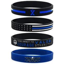 1pc/4pcs USA flag blue red thin line Police Officers Cops rubber bracelet silicone wristband