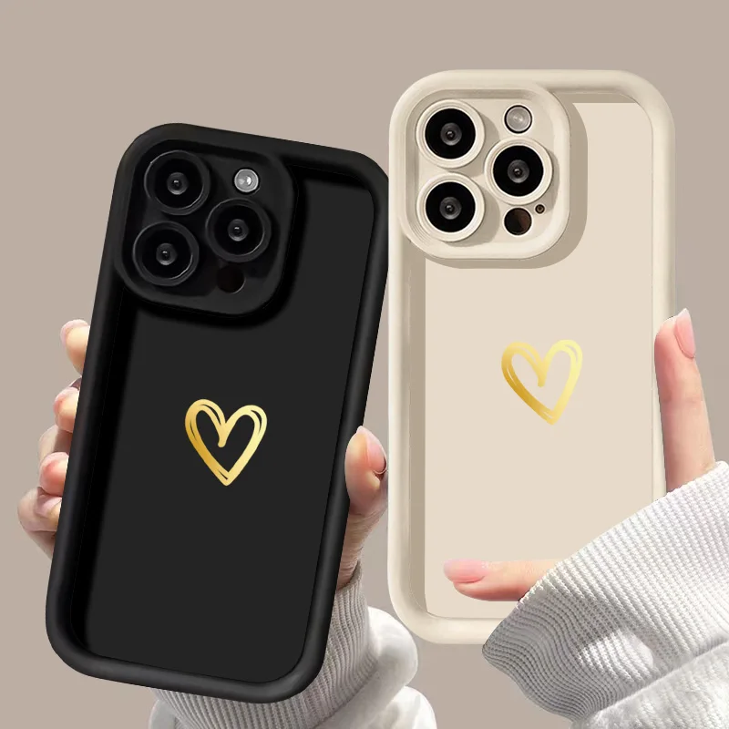 Simple Love Heart Phone Cases For iPhone 14 15 Pro Max Cases iPhone 11 12 13 16 Plus XR X XS SE 2022 2020 7 8 Protection Covers