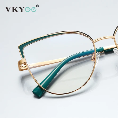 Imagen 2 del producto VICKY, gafas de lectura con montura grande de Metal Vintage de diseño clásico para mujer, gafas de lectura antiluz azul, prescripción personalizable 3103