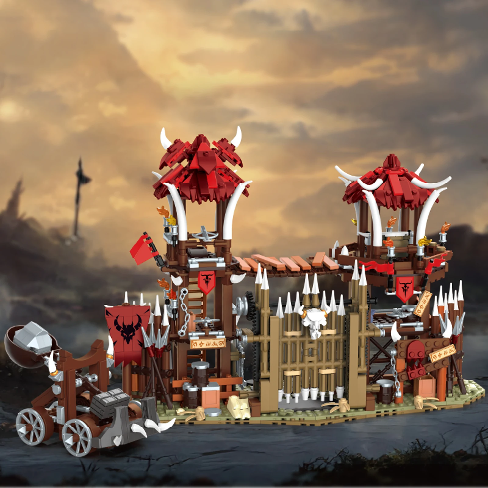 1279PCS Bonefire Gate Building Blocks Toys Assembly MOC Street View Architecture Bricks Model Detailed Creative Educational Gift