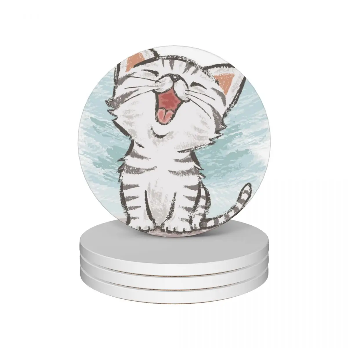 American Shorthair happy Ceramic Coasters (Set of 4) kawaii for coffee mugs mug set christmas tea Coasters