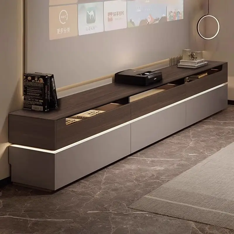 خزانة تلفزيون خفيفة فاخرة لغرفة المعيشة الراقية وطاولة قهوة من الأرض إلى السقف وخزانة تلفزيون من الخشب الصلب #2