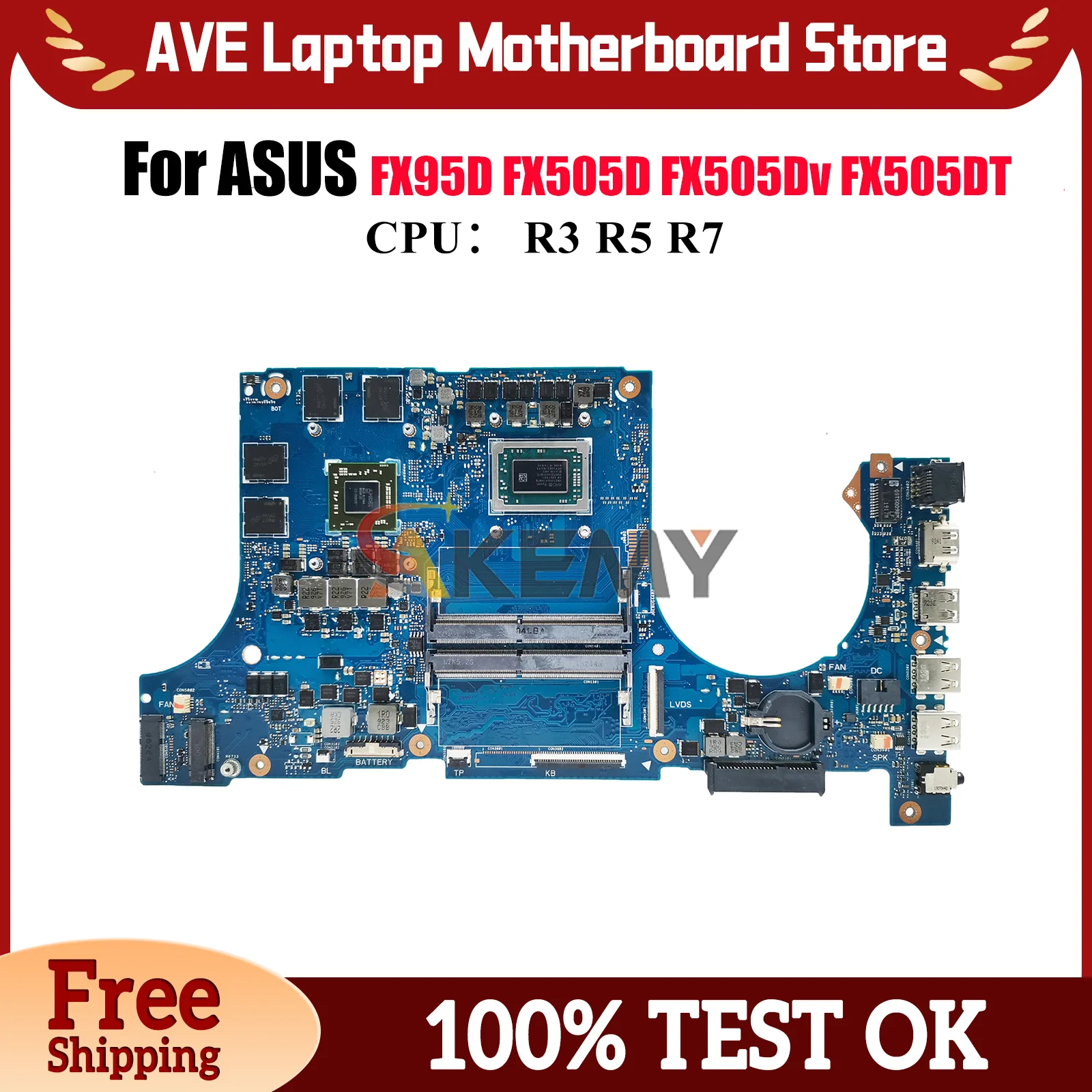 

Материнская плата FX505DY для ноутбука ASUS TUF Gaming FX505GE FX95D FX505GT FX505D FX505GD с процессором R3 R5 R7, тест ОК, быстрая доставка
