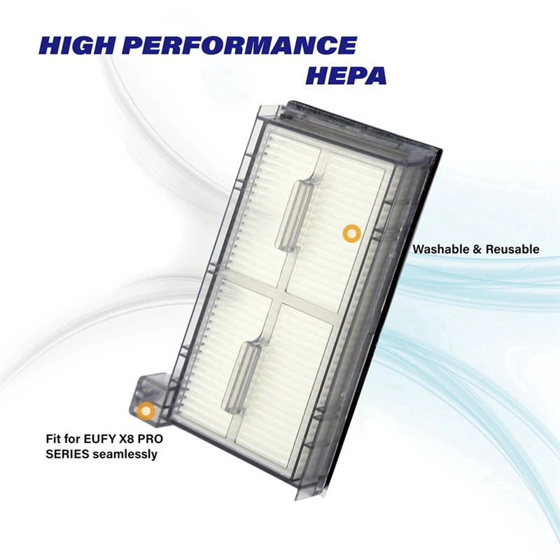 【Berserkk】طقم قطع غيار للمكانس الكهربائية الروبوتية من سلسلة Eufy X8 Pro - مجموعة مكونة من 17 قطعة مع فرش ومرشحات ومنصات ممسحة