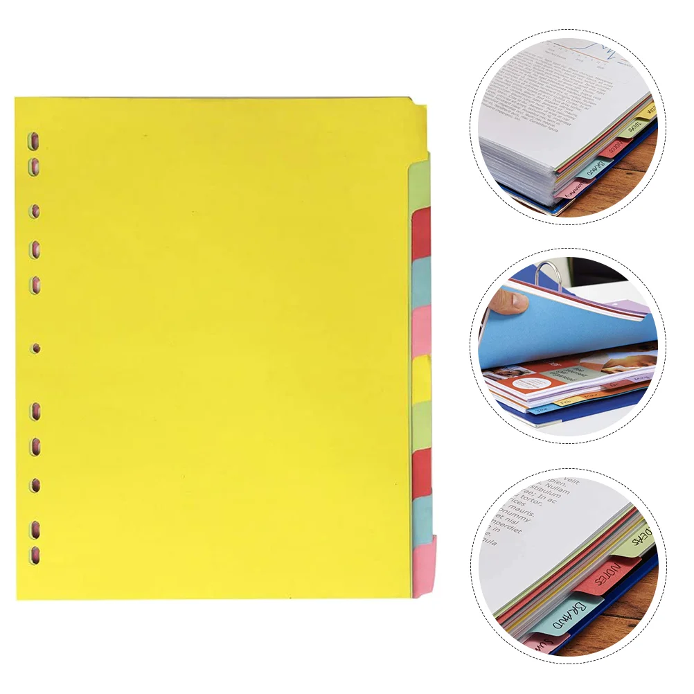 12 Pcs Binders Color Sort Paper Tabs Document Classification Organizer Dividers Labels Index Card A4 Size Cards