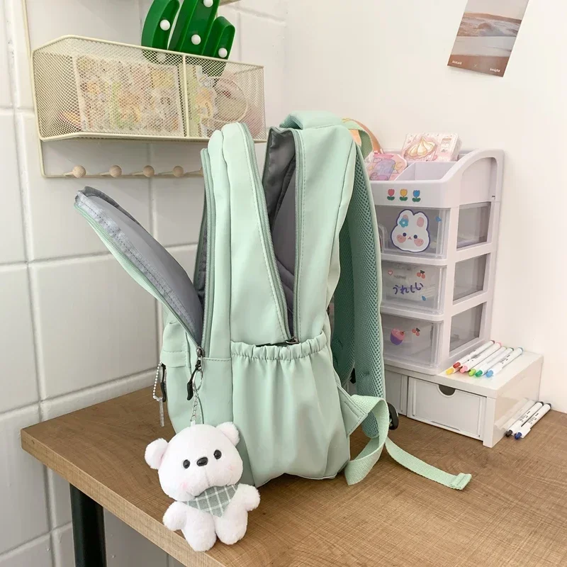 Wasserdichte Teenager-Bücher tasche Nylon Rucksack Mode Mädchen Rucksack Frauen Umhängetasche High School Schult asche schwarz