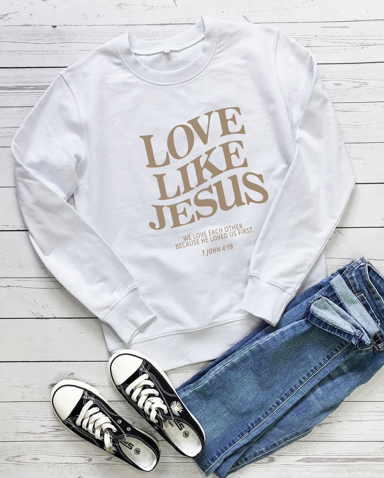 Love Like Jesus We Love Each Other Sweatshirt Christian Sweats Fath Pullovers Women Fashion Casual 100%cotton Vintage Top