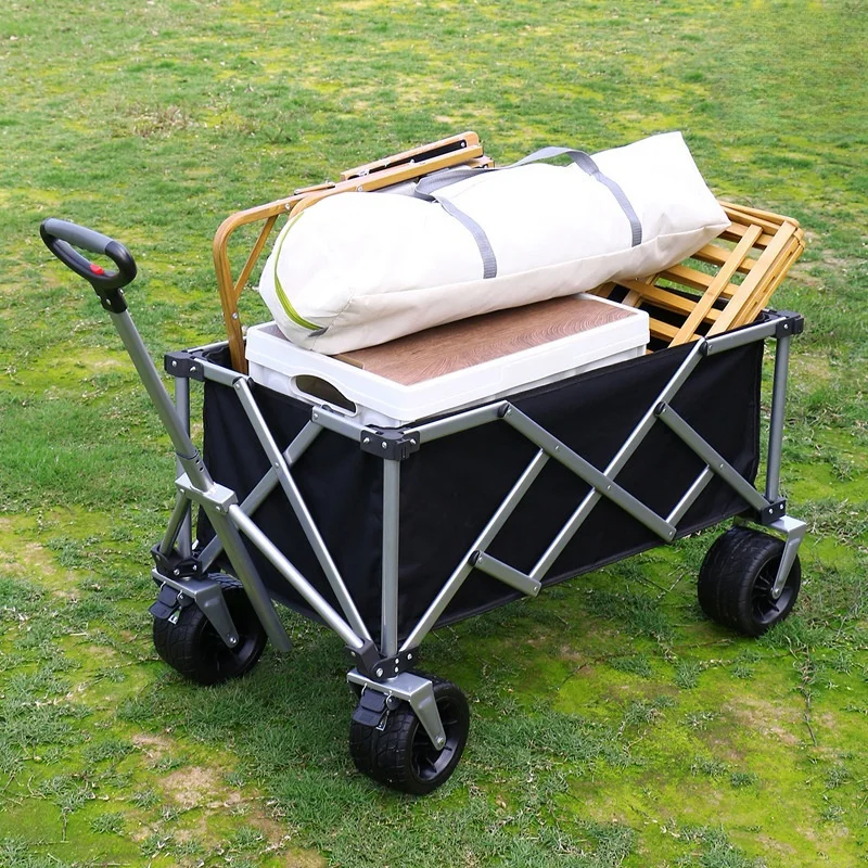 Outdoor Camping Cart Folding Portable Hand-pulled Car Fishing Gear Removal Car Shopping Cart Luggage Tools Camping Trailer